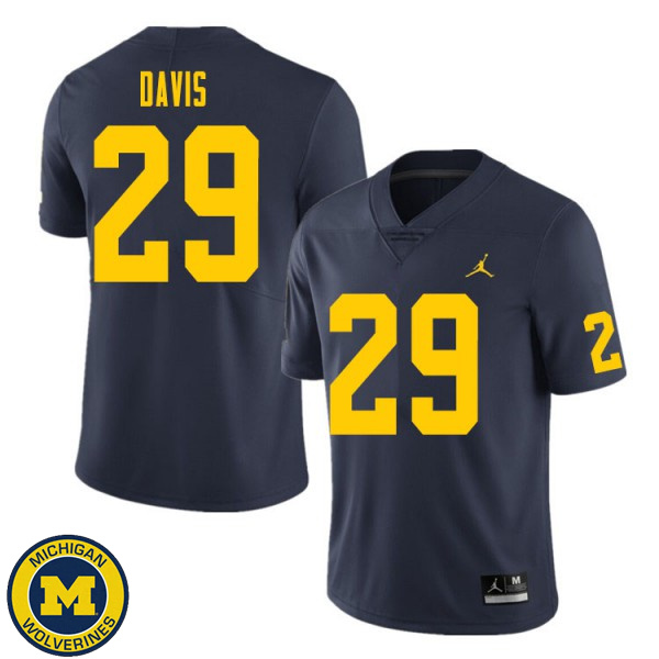 Mens Michigan Wolverines #29 Jared Davis Navy College Game Jersey